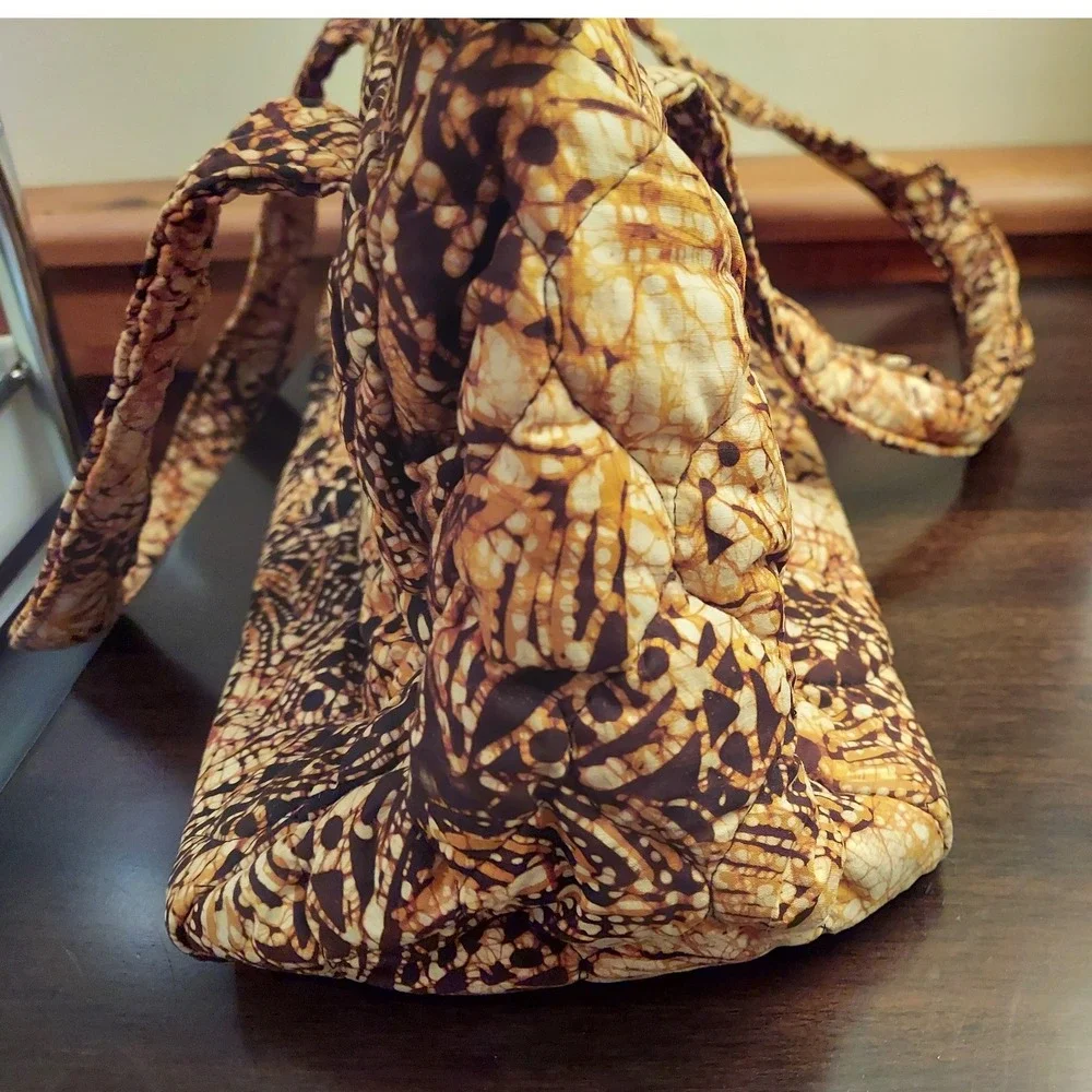 Victoria Quilted Boho Batik Handbag Earth Tone Floral Sunburst Fall Shoulder Bag